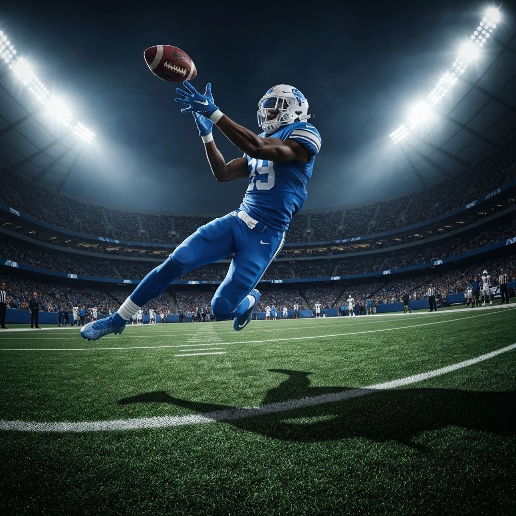 Football player catching mid-air